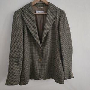 MaxMara Women's Houndstooth Blazer Jacket in Brown